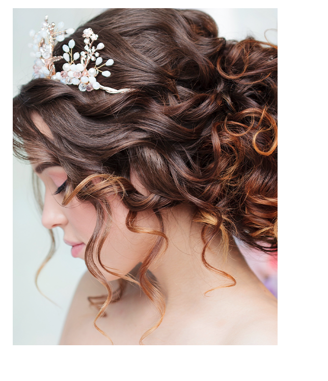 Brown hair woman with wedding haircut