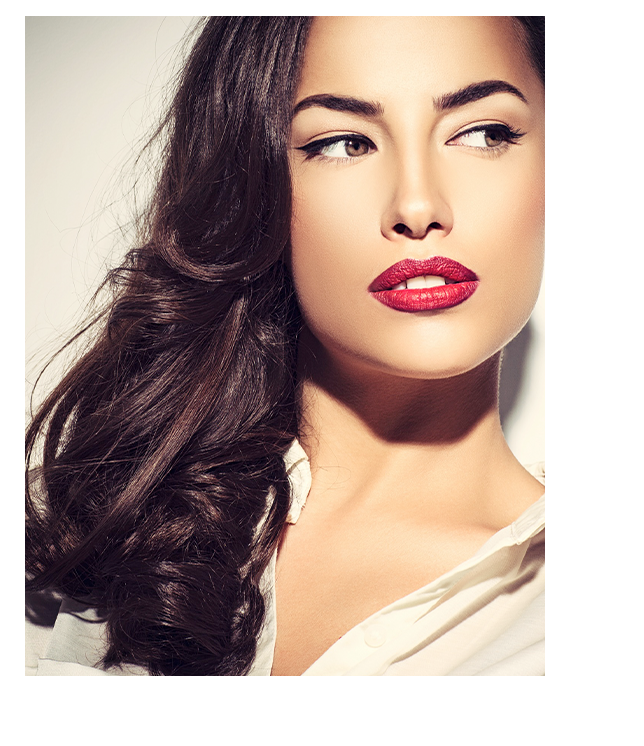 Woman with long dark brown hair