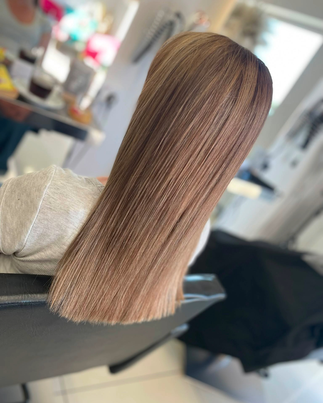 lowlights on brunette long hair at studio 74 hair salon in peterborough