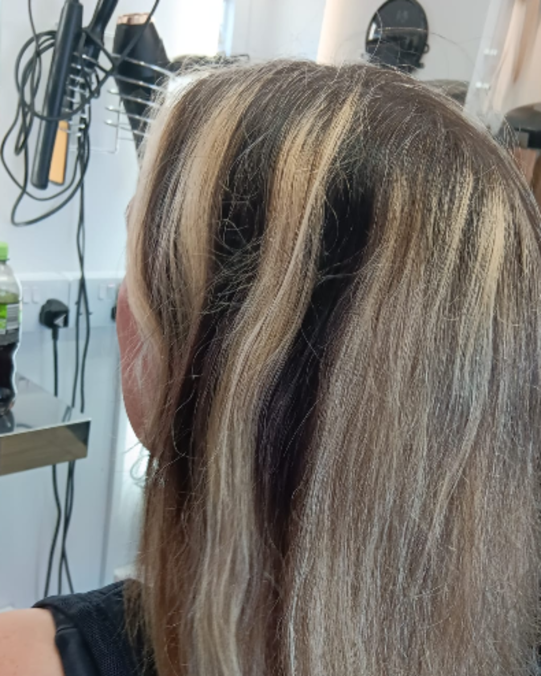 Before Image of Red & Black Chunky Highlights Hair Colour Makeover at Studio 74 Salon in Peterborough