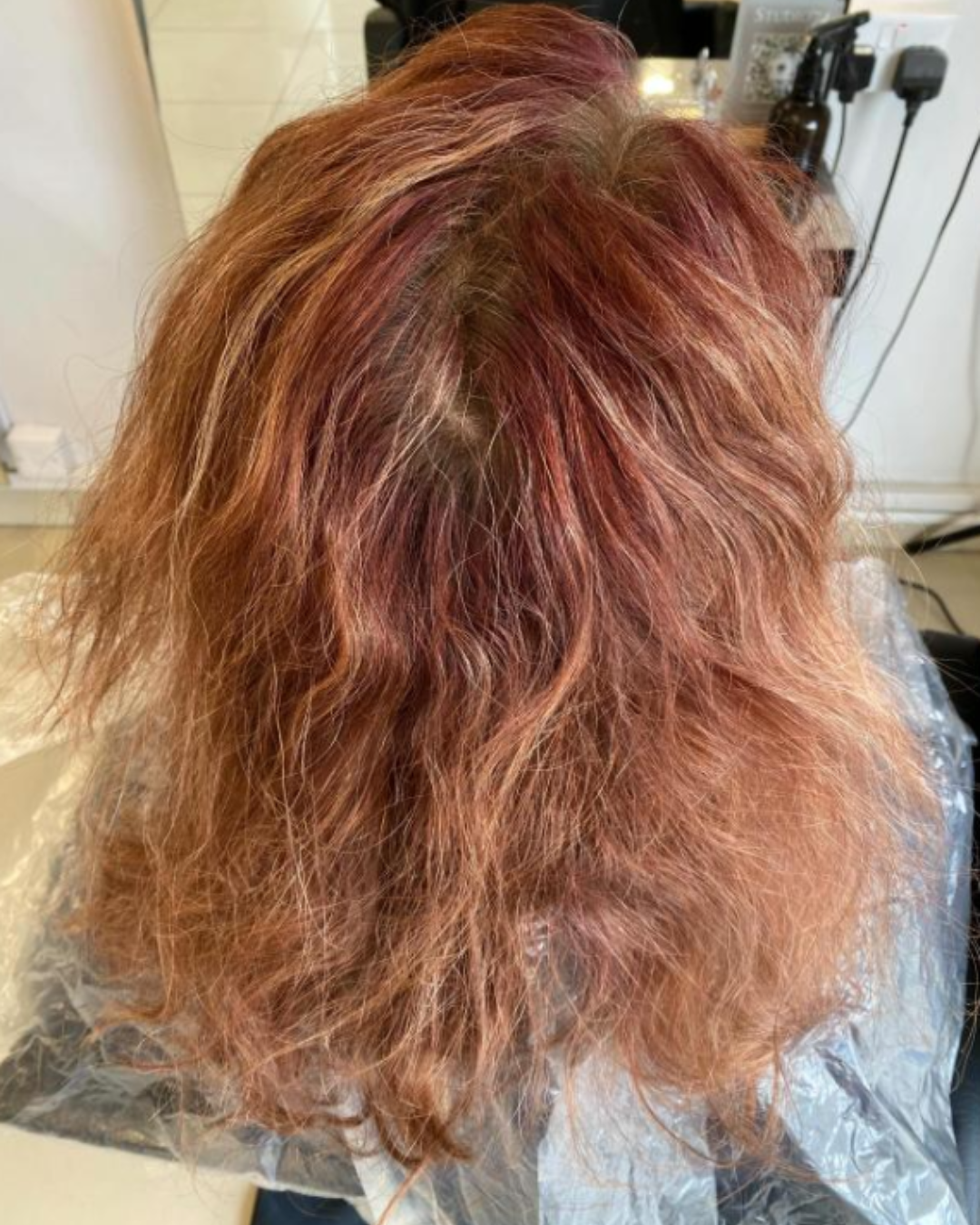 Before Image of a Full Head Red Hair Colour Makeover at Studio 74 Salon in Peterborough